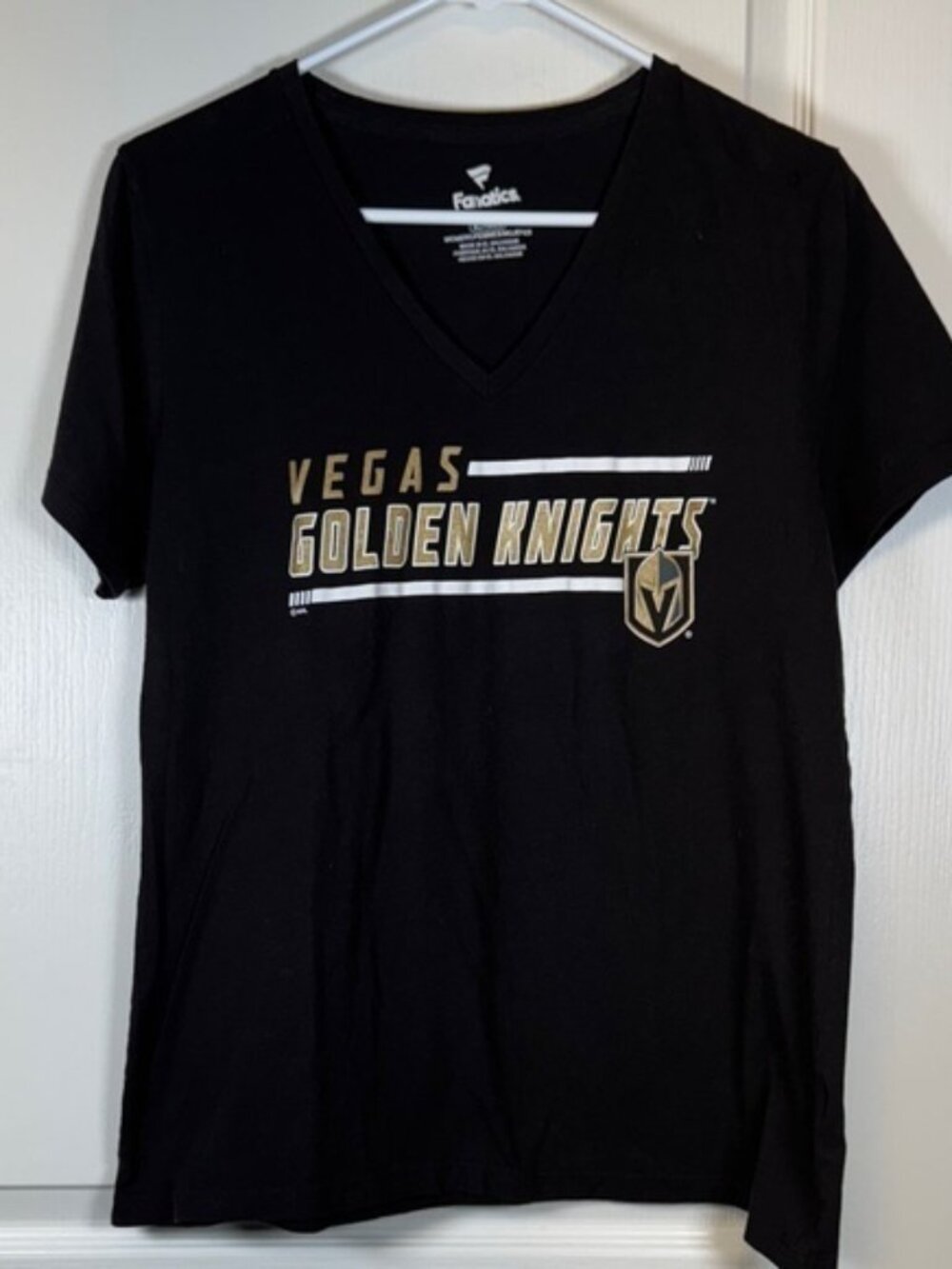 Fanatics NHL VGK Vegas Golden Knights Black V-Neck Hockey Shirt XL EUC #SP-008